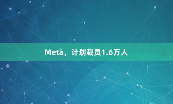 Meta，计划裁员1.6万人